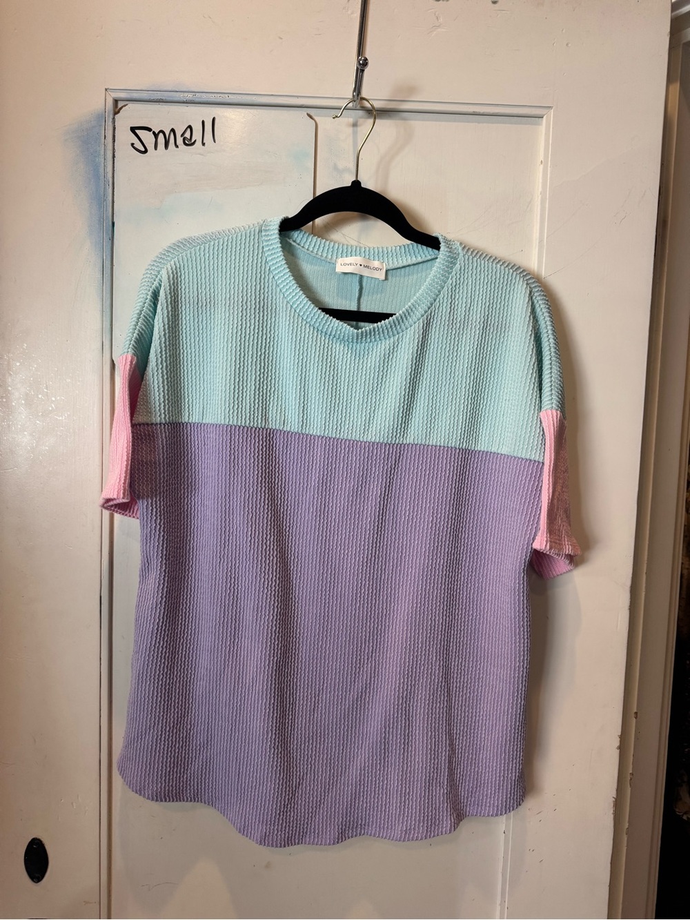 Lovely Melody Pastel Colorblock Knit Top in Mint, Lavender & Pink
